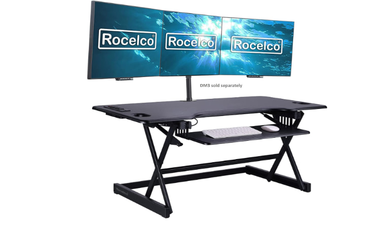 Rocelco 46" Height Adjustable Standing Desk Converter offering ergonomic adjustments in a minimalist design.