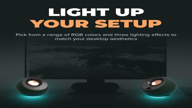 Speakers with customizable RGB lights.