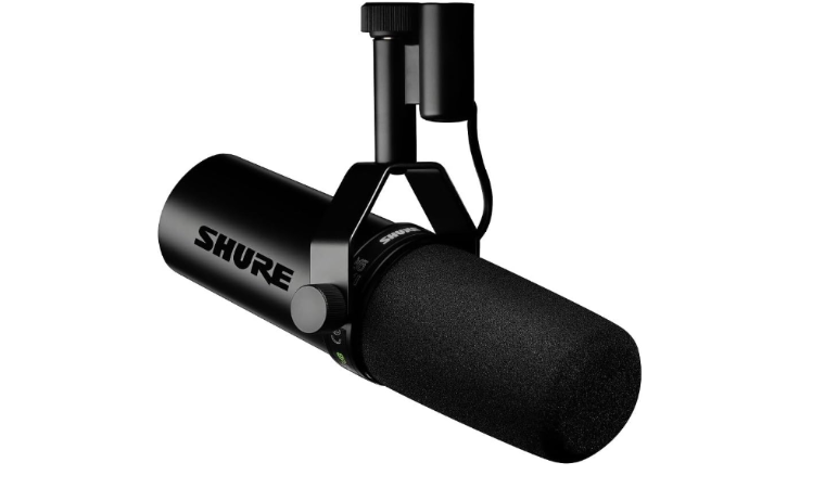 Shure SM7dB dynamic microphone with built-in preamp.