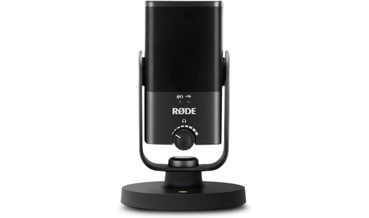 RØDE NT-USB Mini  –  Compact USB microphone with high sound quality and built-in pop filter.