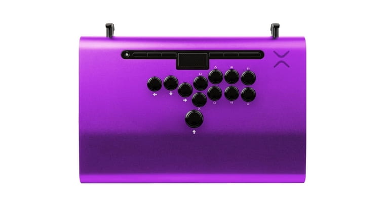 Victrix Pro FS 12 — all-button arcade stick made from aluminum with Sanwa buttons and a built-in wrist slope.