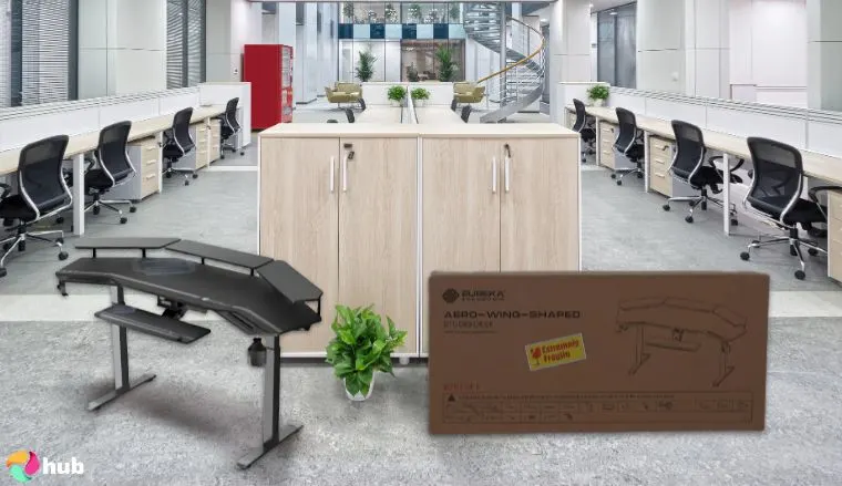 EUREKA Aero-63 Gaming Desk in the office styled for promotional review