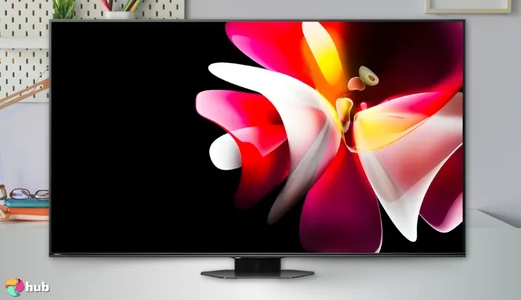 Hisense 65-Inch Class U8 Series TV on a white office desk prepared for testing shots