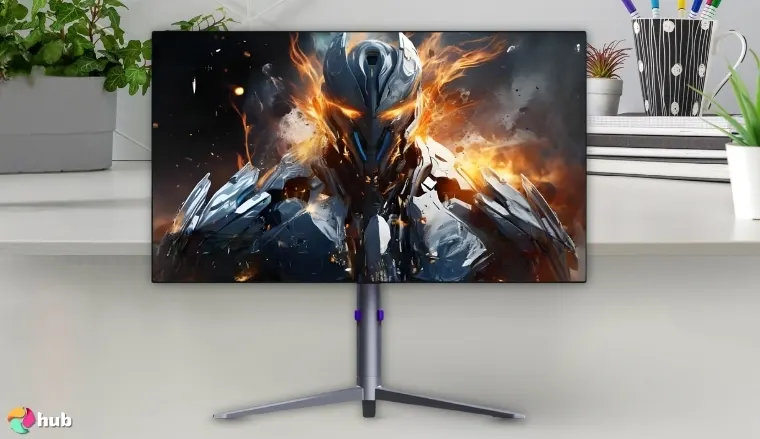 KTC G27P6 Monitor on a white office desk in a top-down view for a review