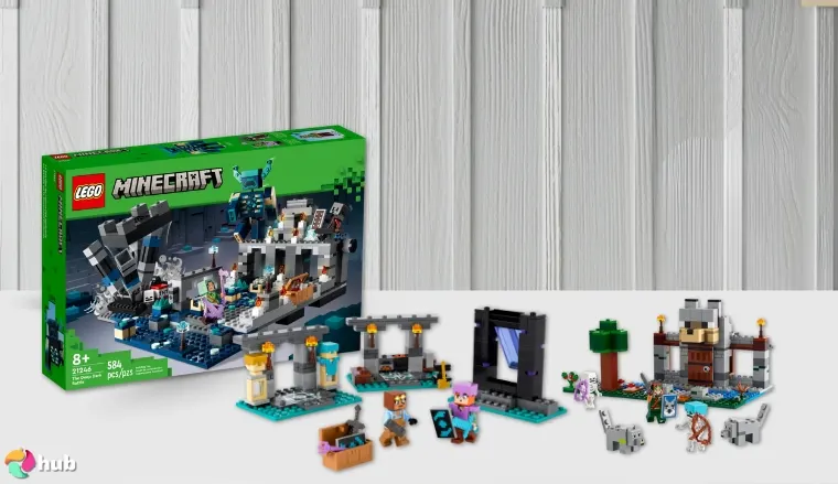 LEGO Minecraft Set on a white desk photographed for a review
