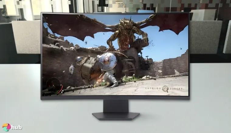 LG 32GS60QC-B Monitor on a white office desk with simple styling for a review