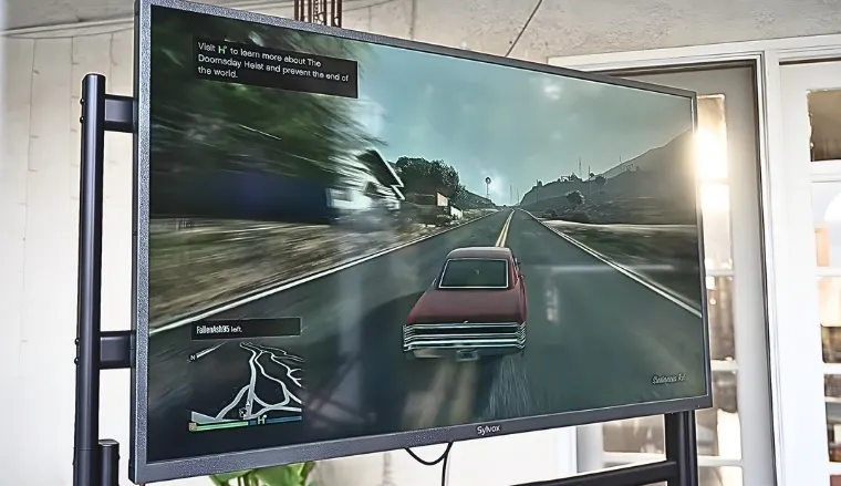 SYLVOX Outdoor TV, 65-Inch Gaming Series TV outdoors ready for a product review