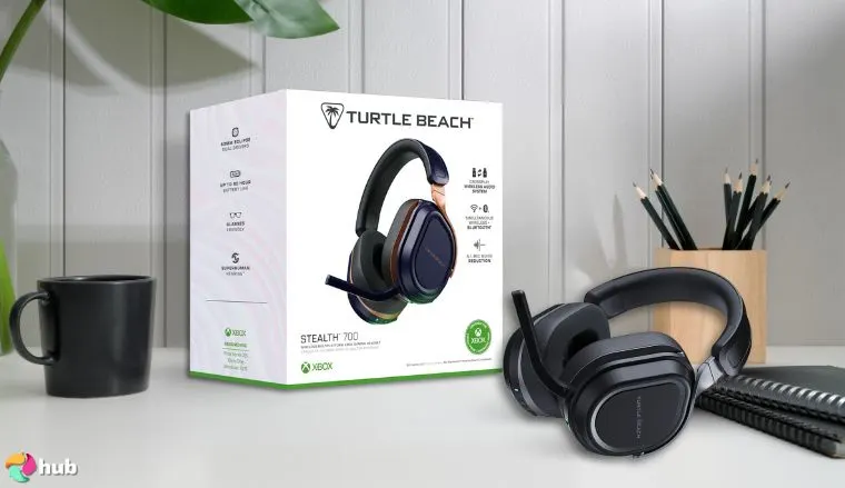 Turtle Beach Stealth 700 Gen 3 Gaming Headset on a white office desk styled for a review