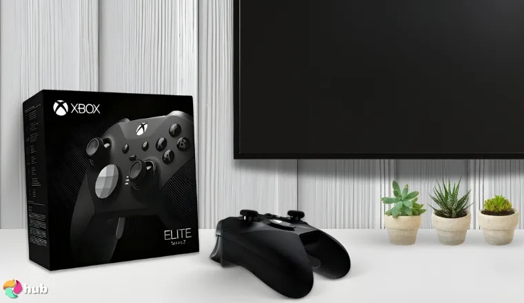 Xbox Elite Series 2 Core Gaming Controller on a white office desk in close-up for a review