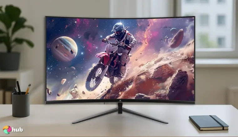 Z-Edge UG27 de 27 pulgadas Monitor on a white office desk styled neatly for a review