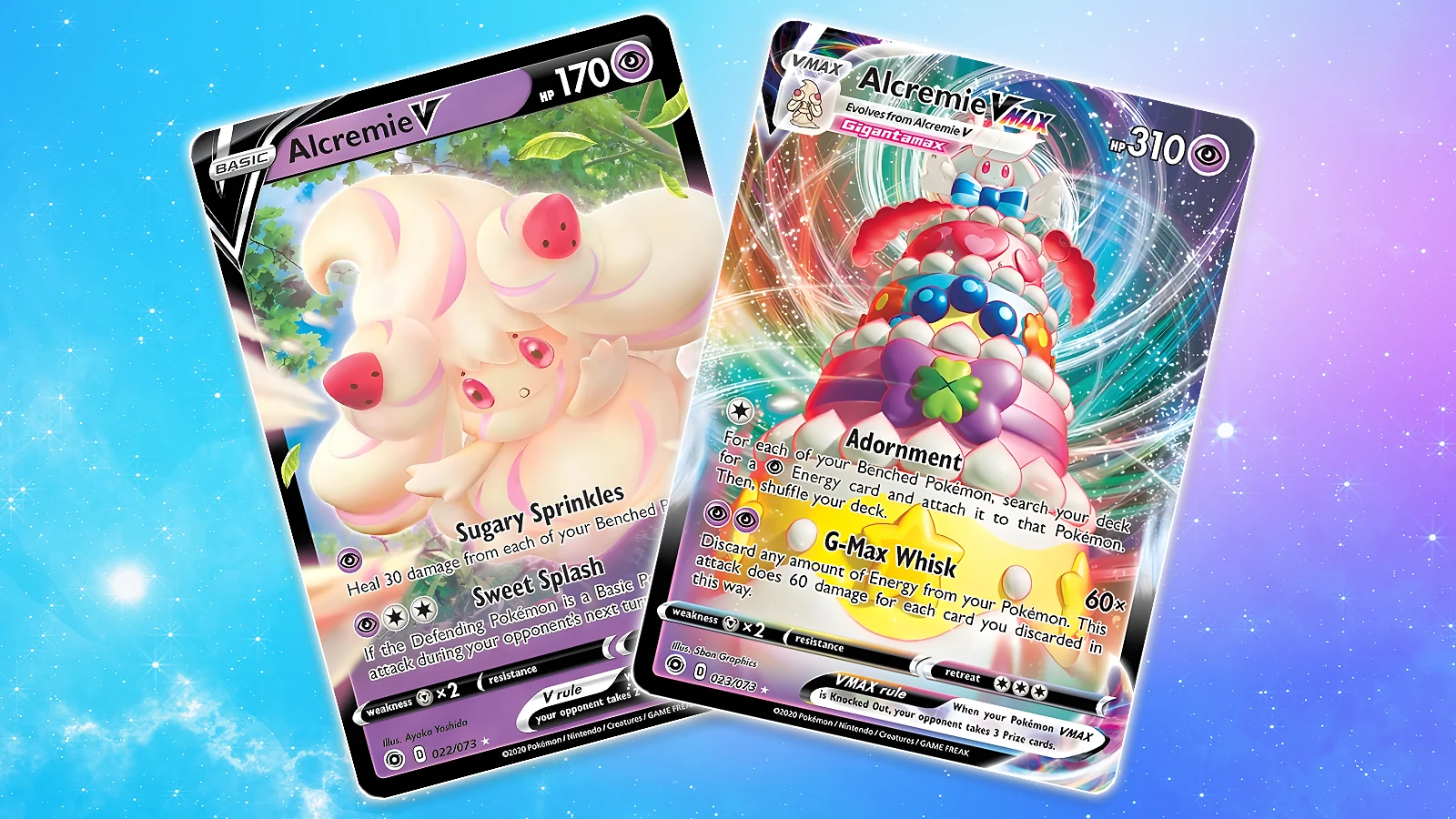 Pokémon TCG: Champion's Path set - Alcremie V and VMAX cards