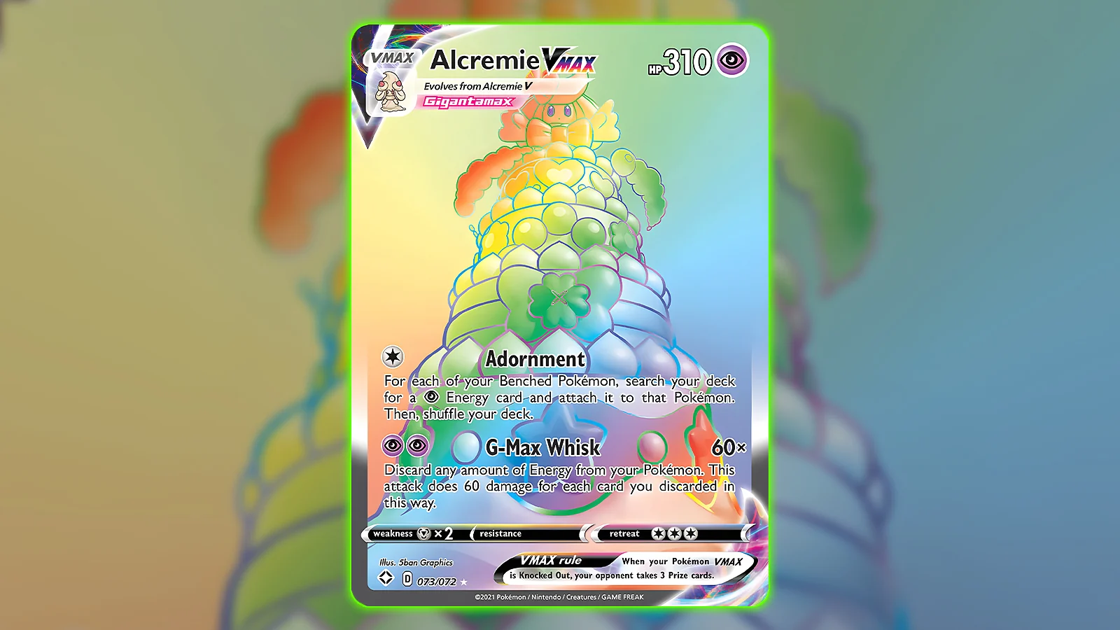 Pokémon TCG: Shining Fates set - Alcremie VMAX Rainbow Rare card