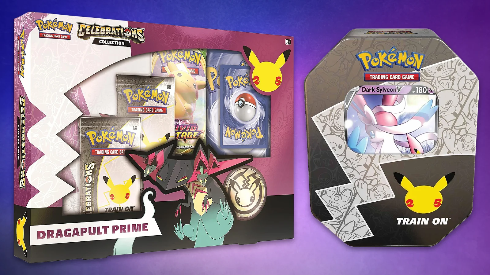 Pokémon TCG: Celebrations set - Dragapult Prime Collection and Dark Sylveon V Tin