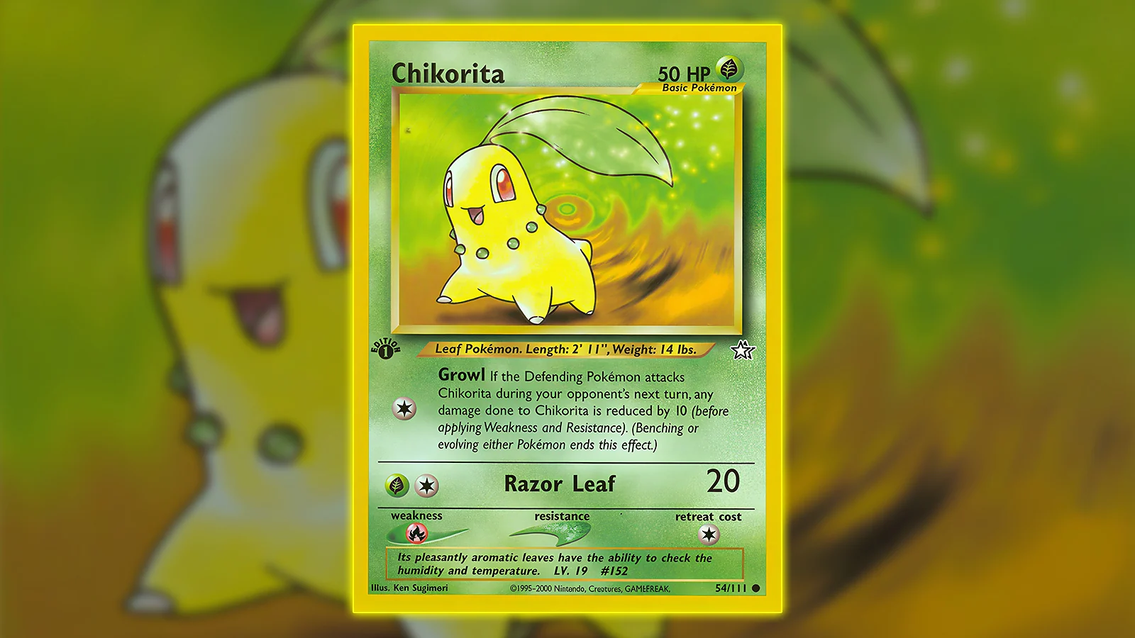 Pokémon TCG: Neo Genesis set - 1st Edition Chikorita card