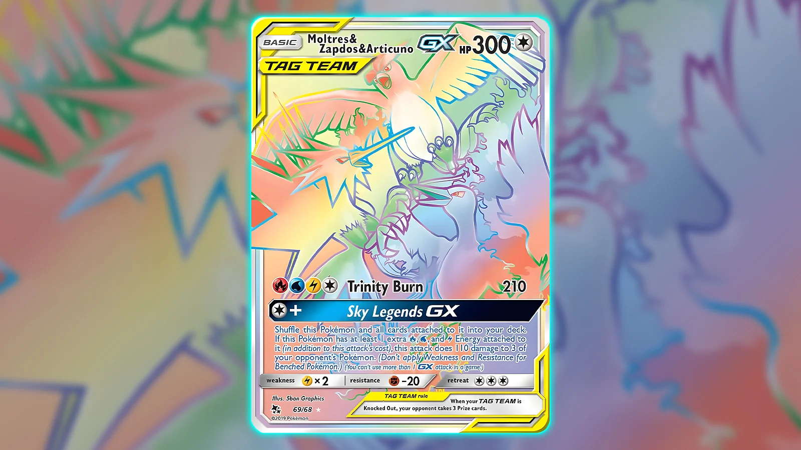 Pokémon TCG: Hidden Fates set - Moltres & Zapdos & Articuno GX Tag Team card
