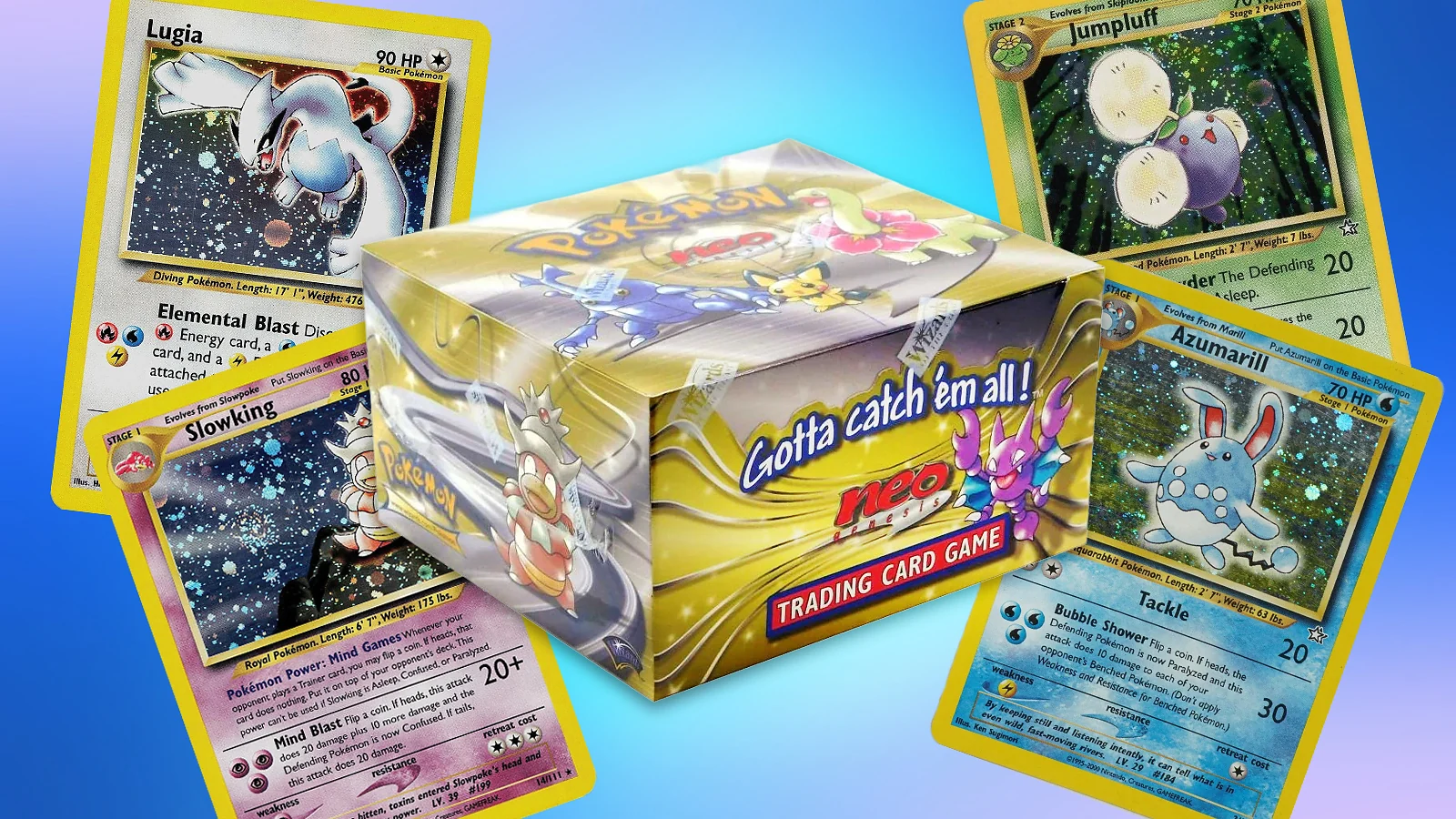 Pokémon TCG: Neo Genesis set - Vintage booster box and holographic cards