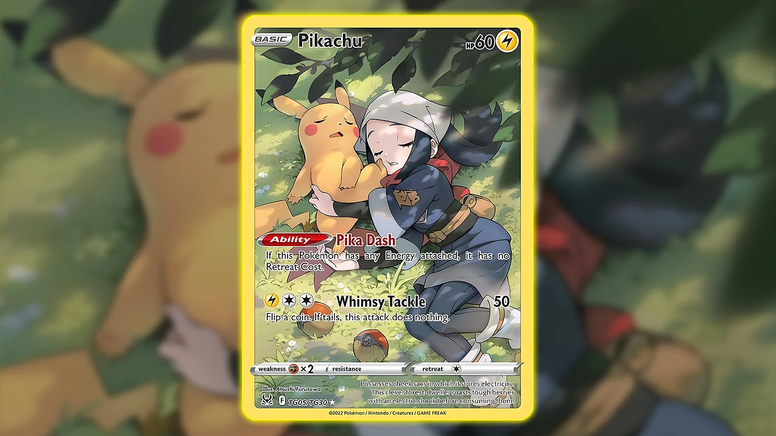 Pokémon TCG: Lost Origin set - Pikachu Trainer Gallery card