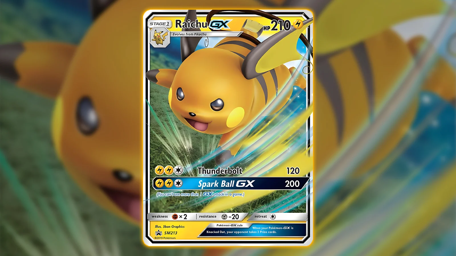 Pokémon TCG: Hidden Fates set - Raichu GX card