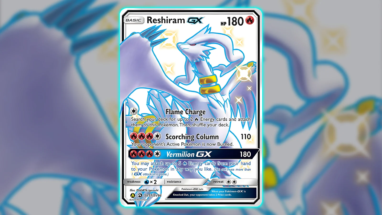 Pokémon TCG: Hidden Fates set - Shiny Reshiram GX card