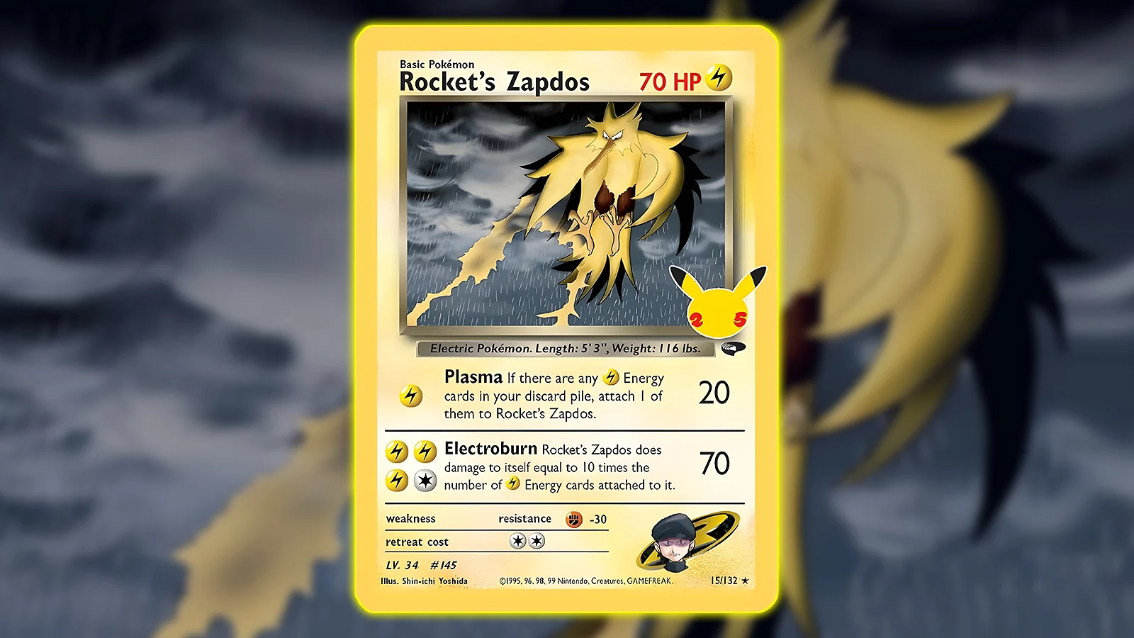 Pokémon TCG: Celebrations set - Rocket's Zapdos Classic Collection card