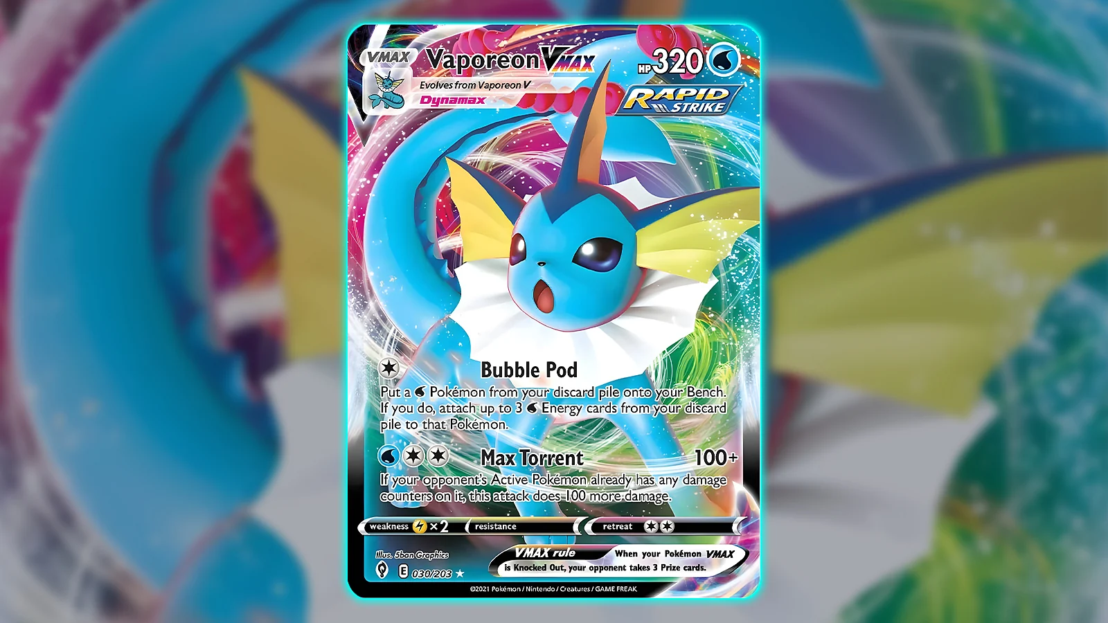 Pokémon TCG: Evolving Skies set - Vaporeon VMAX card