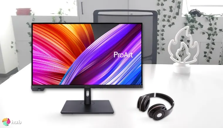 ASUS ProArt Display PA24US Monitor on a white office desk with neat arrangement for a review