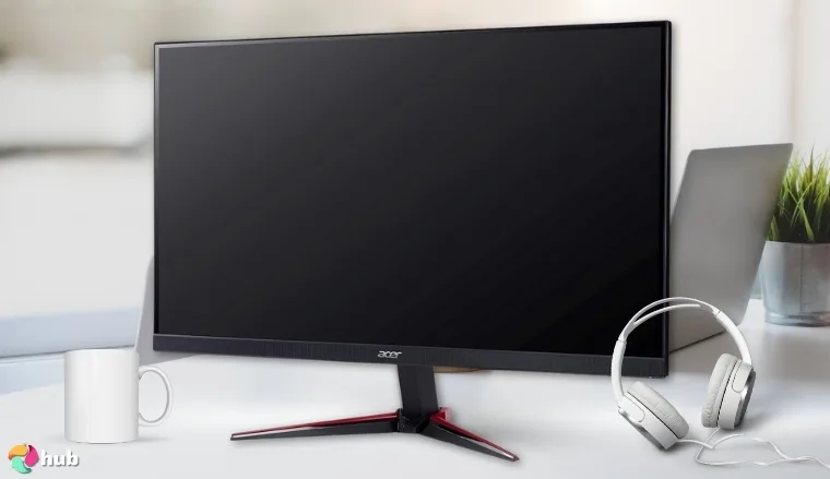 Acer Nitro KG241Y Monitor on a white office desk with natural shadows for a review