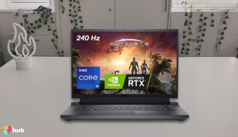 Dell G16 7630 gaming laptop on a white office desk with minimal decor for a review