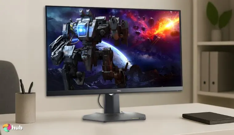 Dell G3223Q Monitor on a white office desk with soft lighting for a review