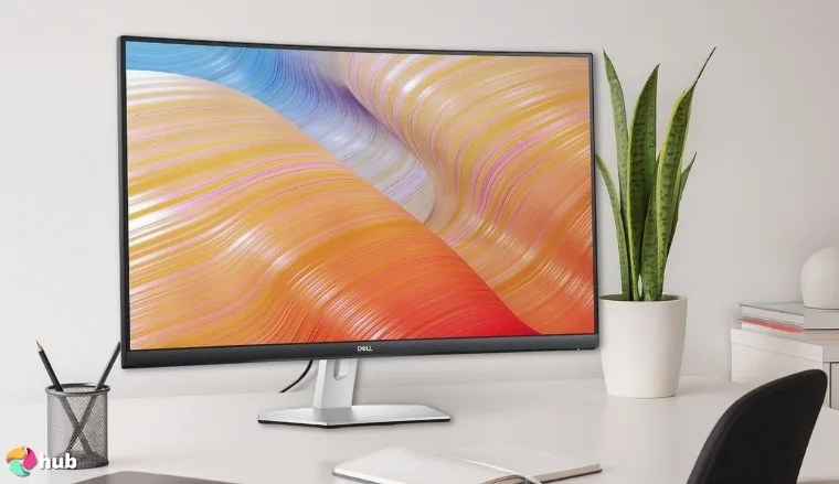 Dell S3222HN Monitor on a white office desk with soft lighting for a review