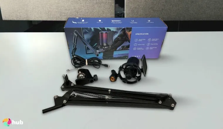 FIFINE A6T Microphone on a white office desk positioned for photography