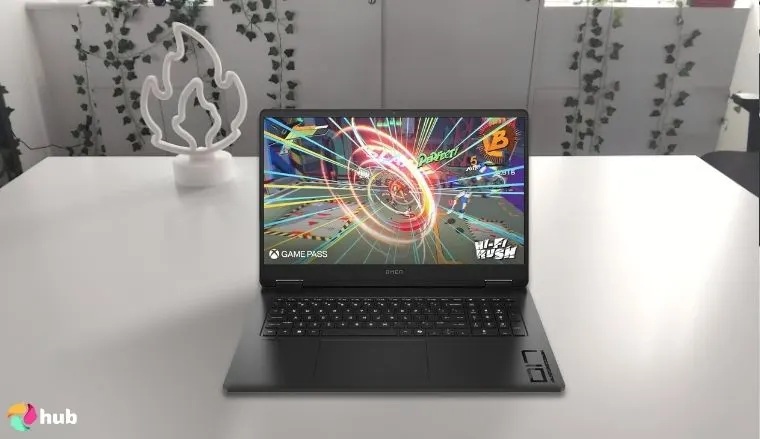 HP Omen 17 HP Gaming Laptop on a white office desk with soft lighting for a review