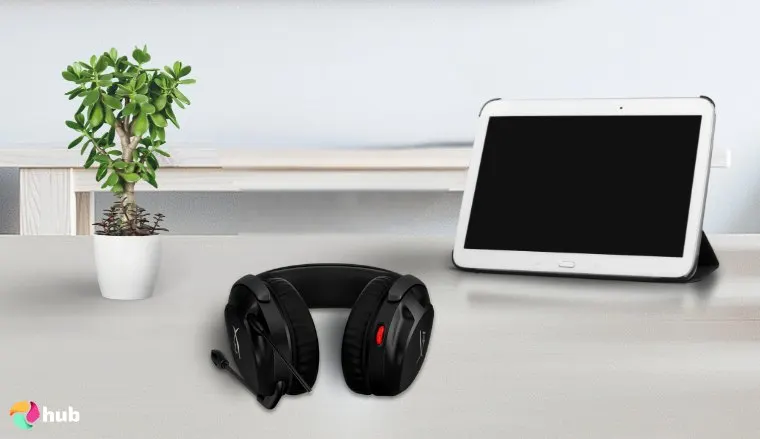 HyperX Cloud Stinger 2 Headset on a white office desk styled for promotional review