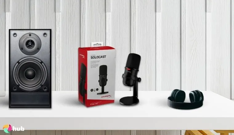 HyperX SoloCast Microphone on a white office desk with neat arrangement for a review