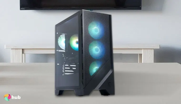 MSI Codex R2 Gaming PC on a white office desk in close-up for a review