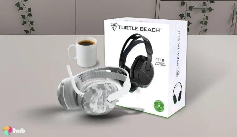 Turtle Beach Stealth 500 Headset on a white office desk with neat arrangement for a review