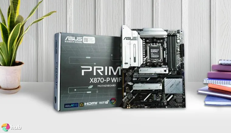 ASUS PRIME Z890-P WIFI Motherboard on a white office desk with soft lighting for a review