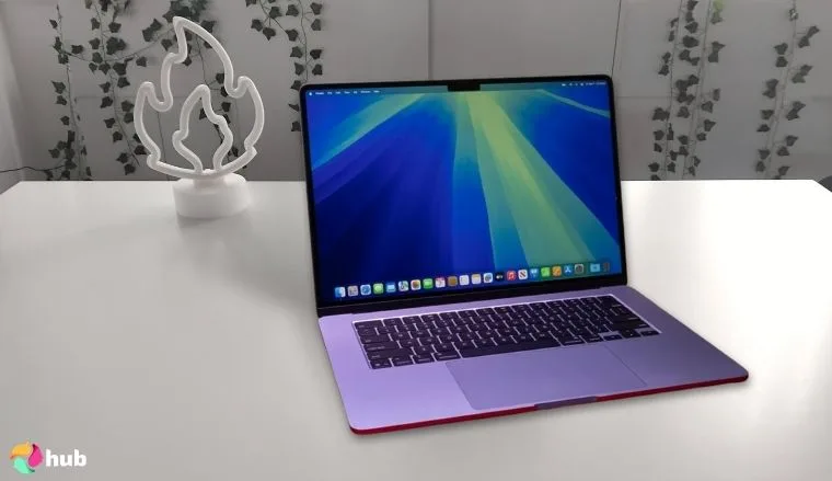 Apple MacBook Air (15-inch, M4, 2025) on a white office desk in close-up for a review