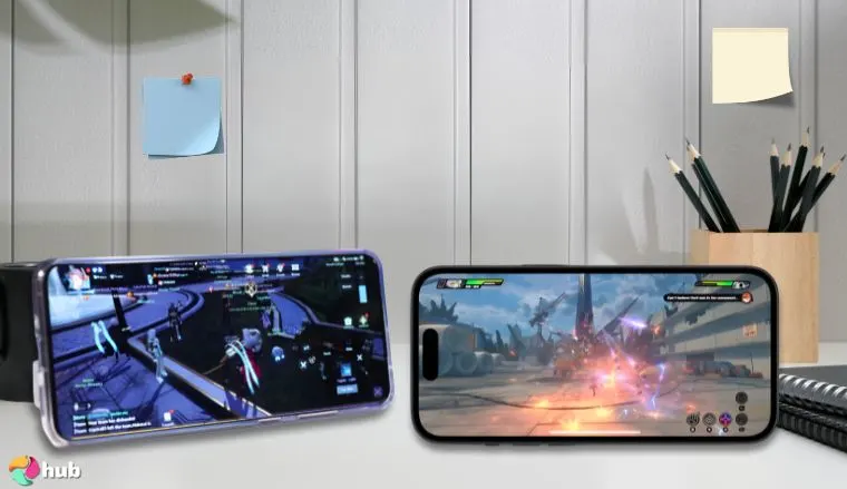 Games on Samsung and Apple cell phones screens 