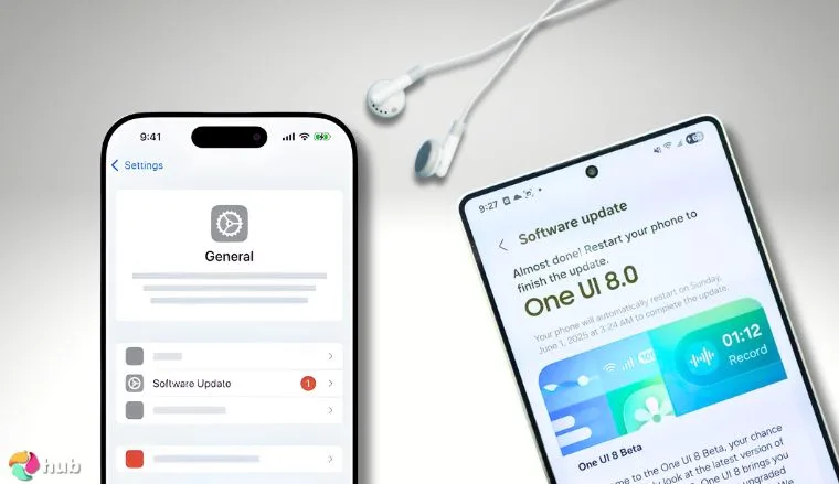 Apple and Samsung smartphones' screens with software updates