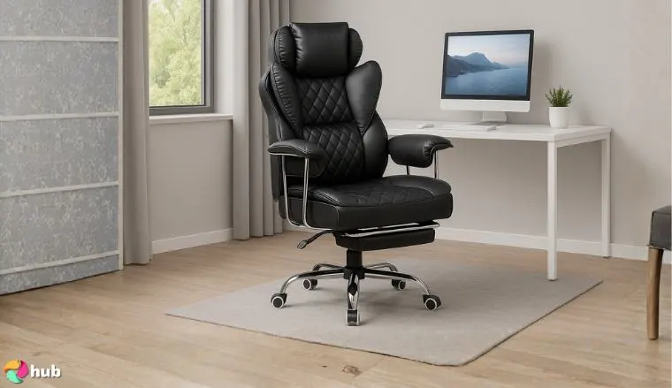 COMHOMA Big and Tall Office Chair in the office styled for promotional review