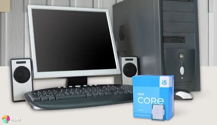Core i5-13400F Intel CPU on a white office desk in a bright workspace for a review