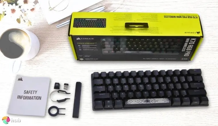 Corsair K70 RGB PRO Wired Mechanical Gaming Keyboard on a white office desk prepared for product photography