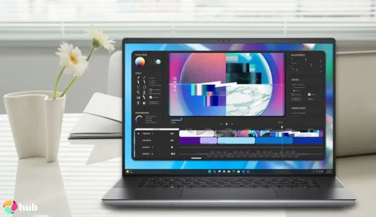 Dell Precision 5000 5680 Laptop on a white office desk with an editorial style for a review