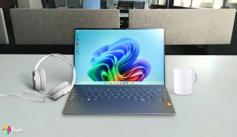 Dell XPS 13 9345 (2025) PC on a white office desk styled neatly for a review