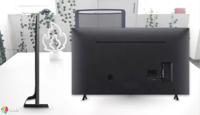 LG and Samsung TVs side and back view on the white office desk