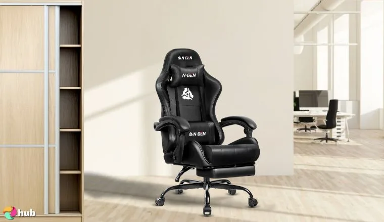 N-GEN GAMING Video Gaming Chair in the office with simple styling for a review