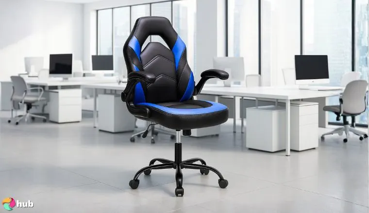 OLIXIS Gaming Chair in the office in a well-lit setting for a review