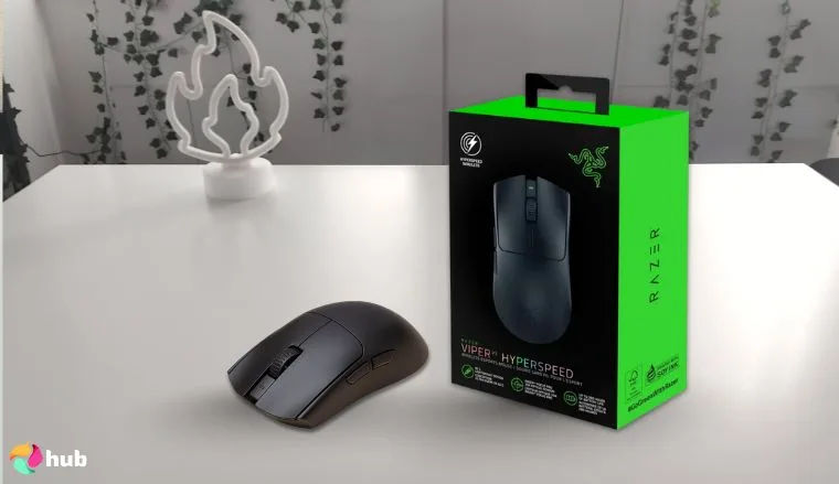 Razer Viper V3 Pro Mouse on a white office desk with soft lighting for a review