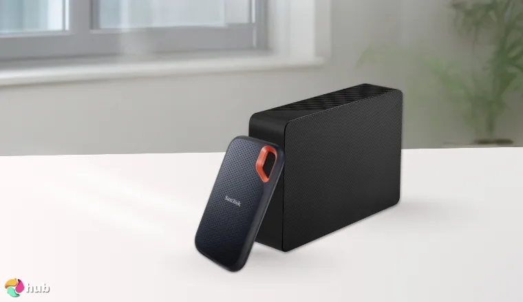 SSd and HDD on a white office desk in a bright workspace for a review